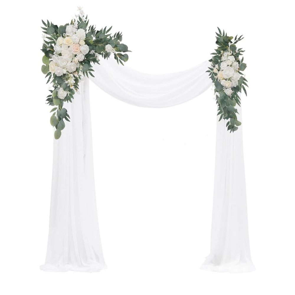 Chic White and Green Floral Archway